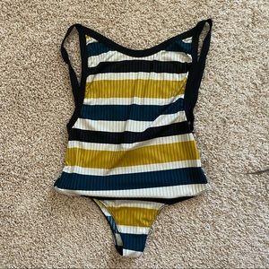 Colorful Striped Backless bodysuit